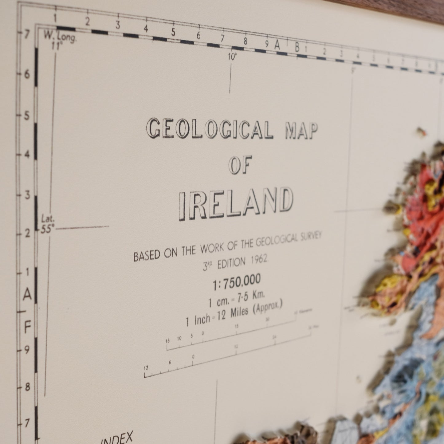 Ireland 1962 3D Raised Relief Map