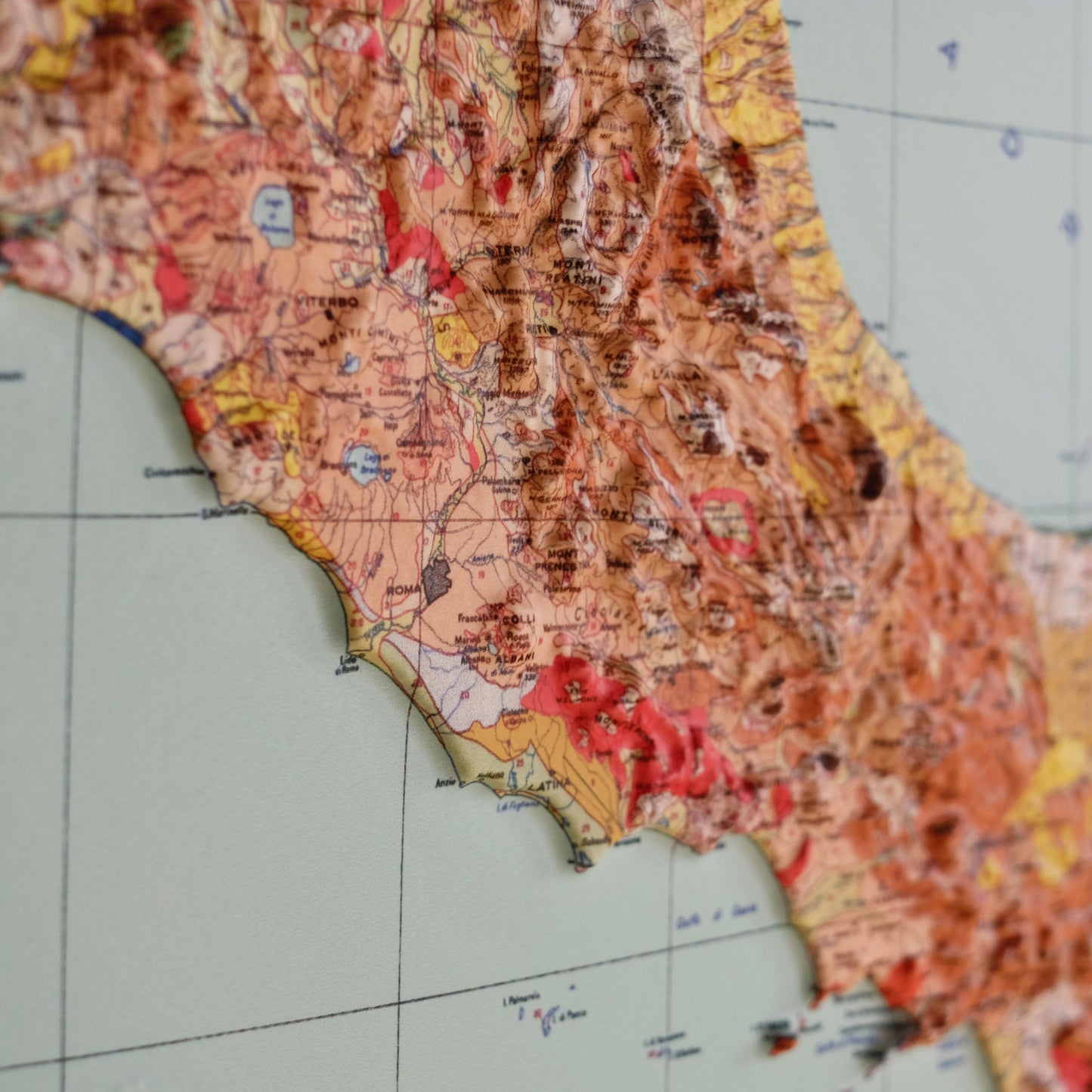 Italy 1966 3D Raised Relief Map