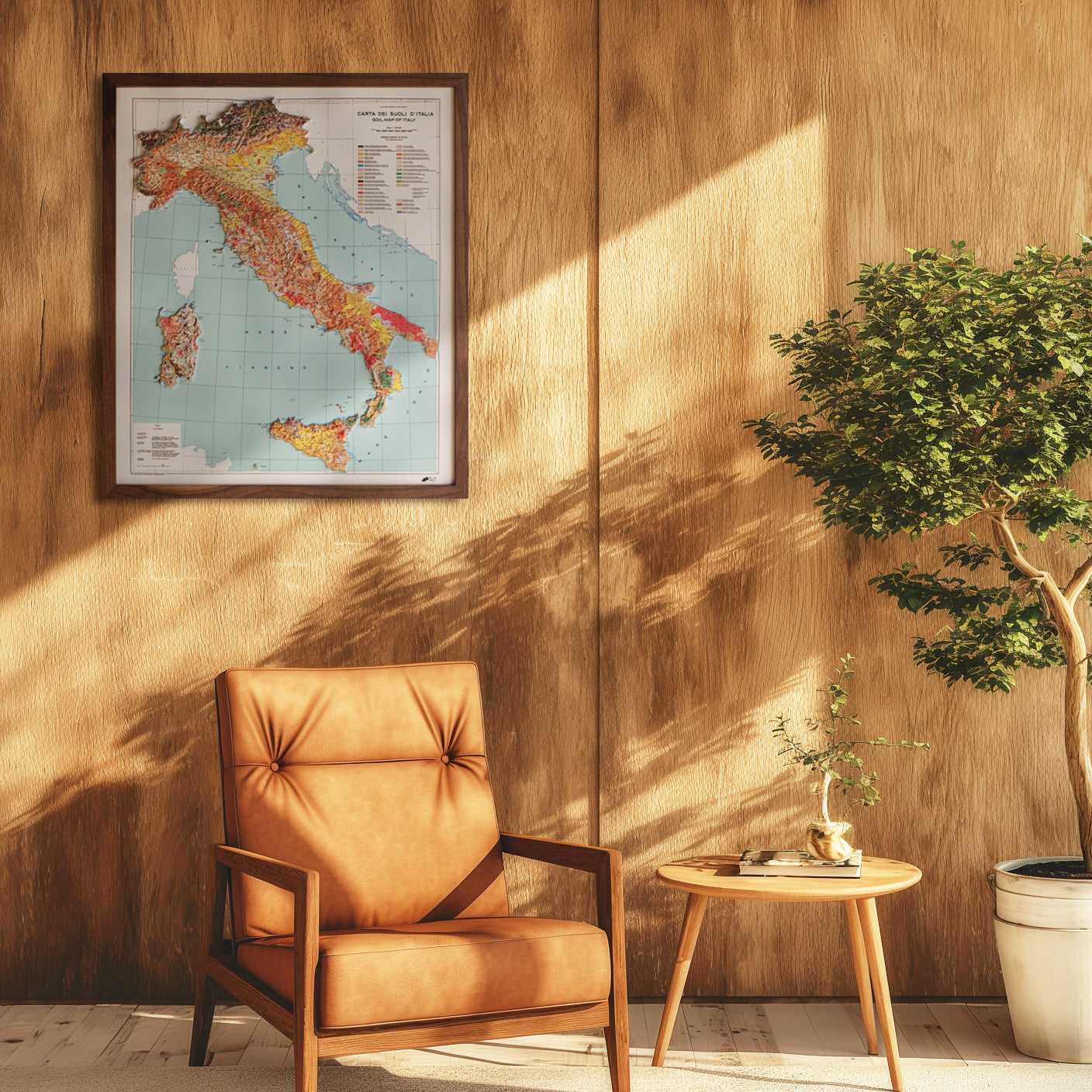 Italy 1966 3D Raised Relief Map