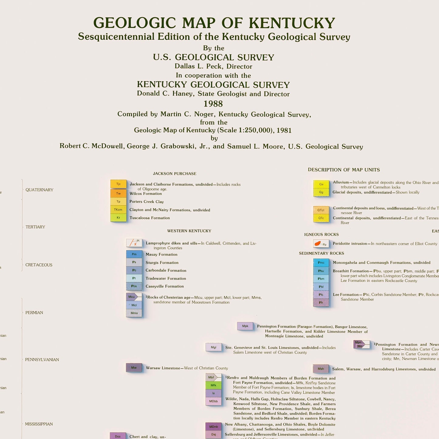 Kentucky 1988 Shaded Relief Map