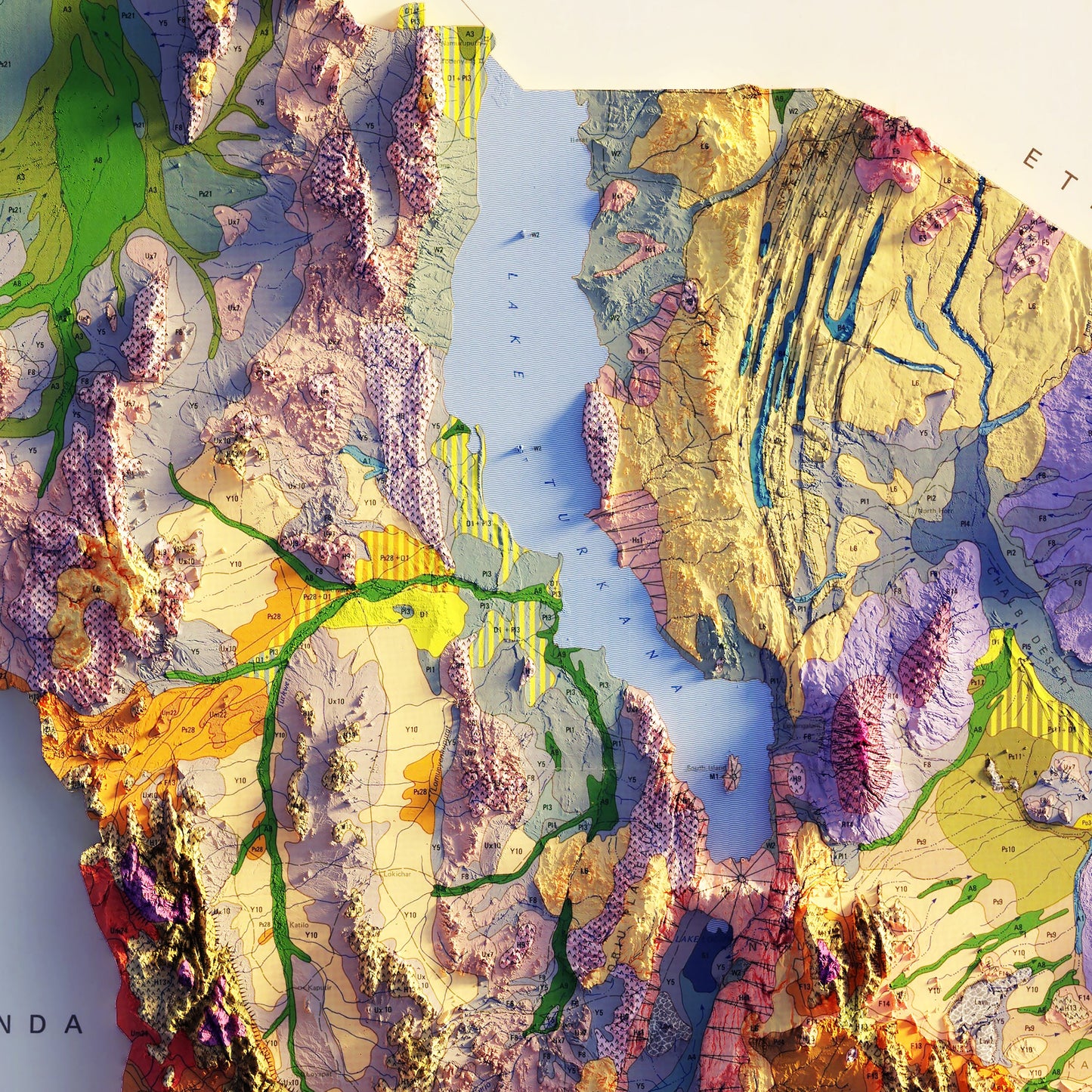 Kenya 1980 Shaded Relief Map