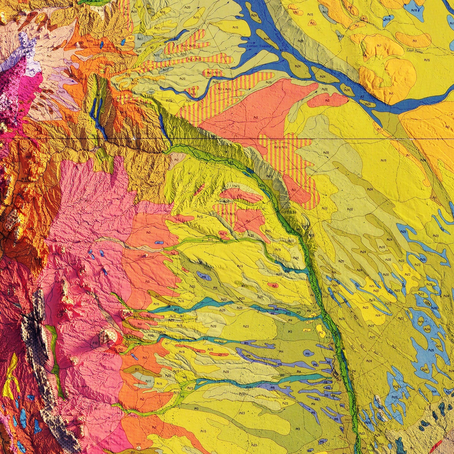 Kenya 1980 Shaded Relief Map