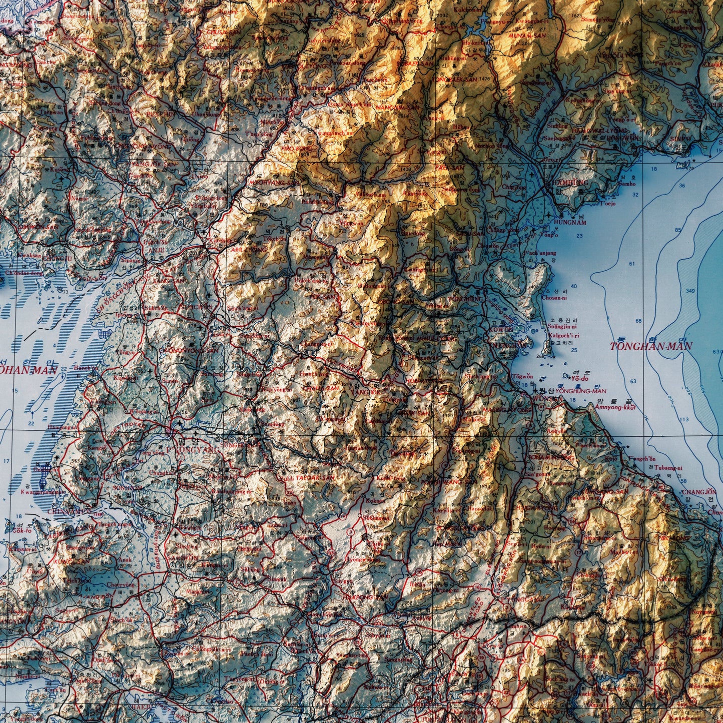 Korea 1966 Shaded Relief Map