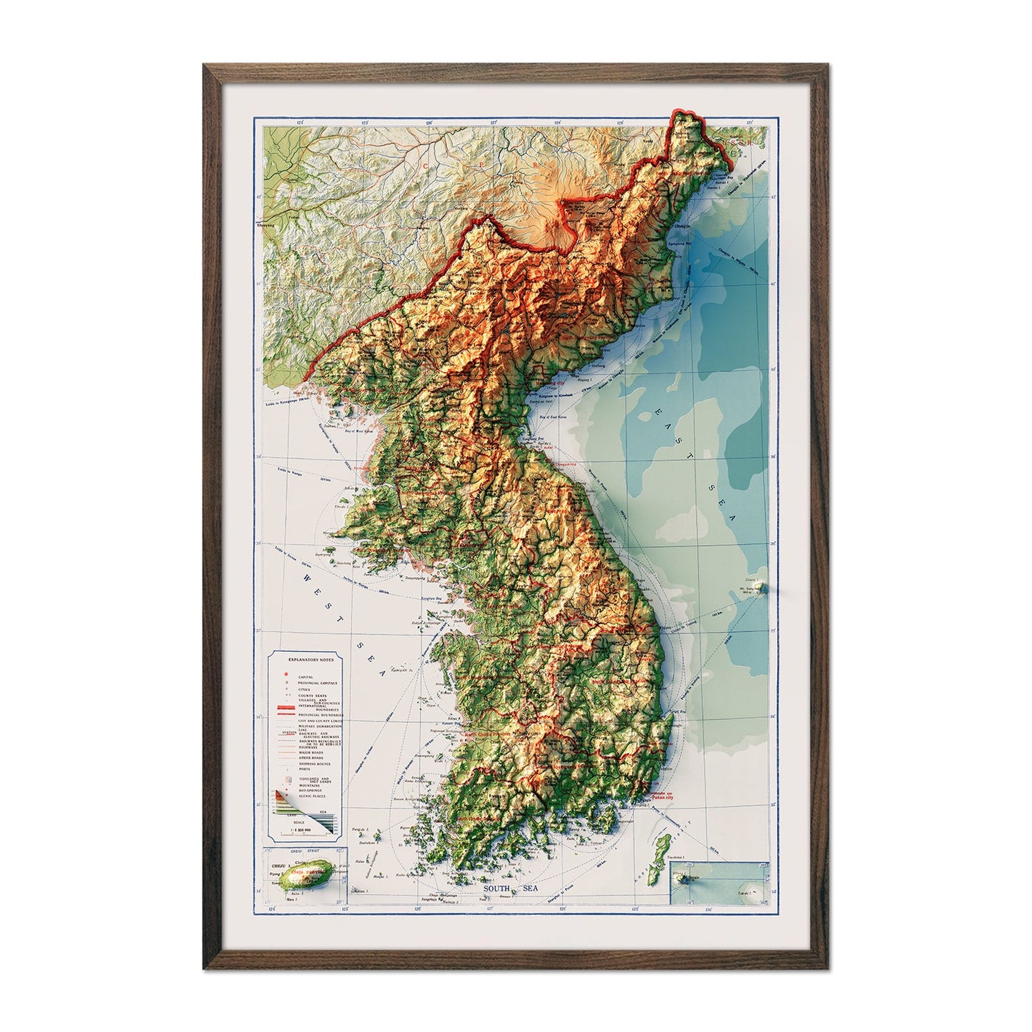 Korea Topographic 1966 Relief Map