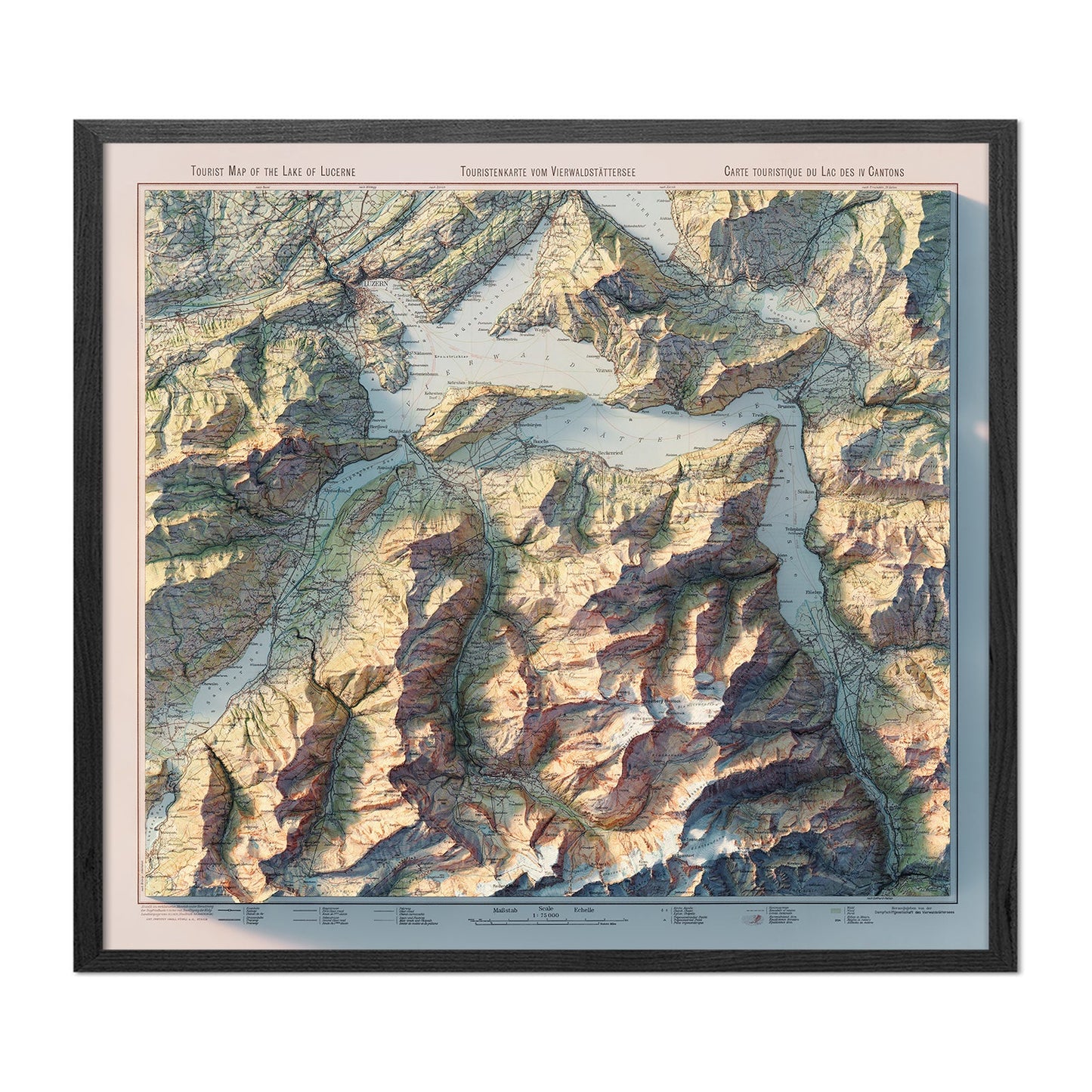 Lake Lucerne 1948 Shaded Relief Map