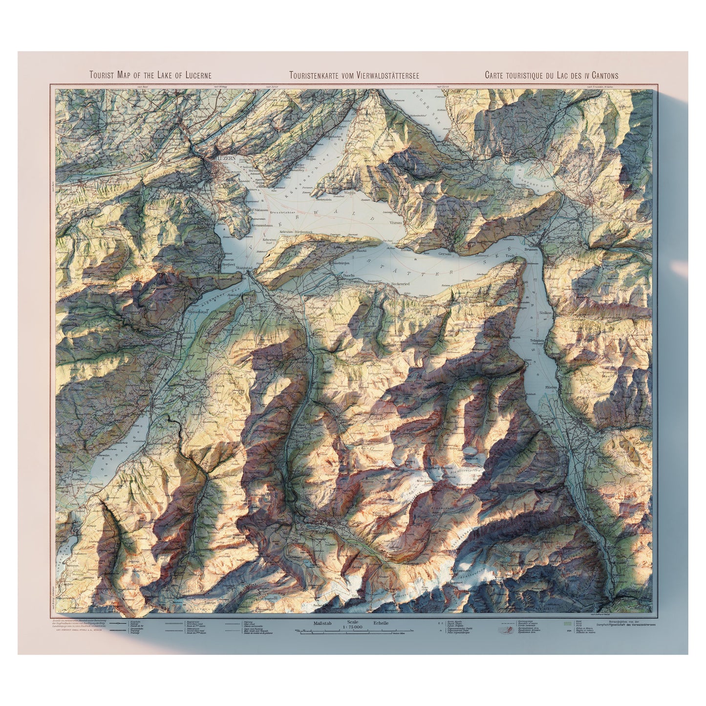 Lake Lucerne 1948 Shaded Relief Map