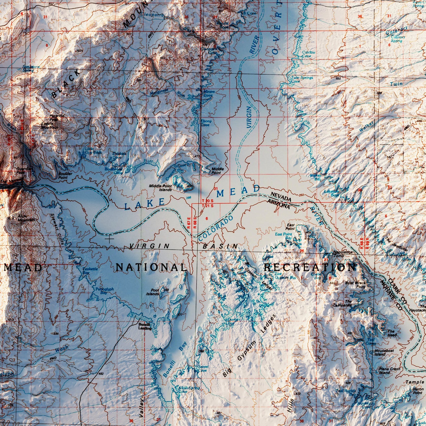 Lake Mead 1987 Shaded Relief Map