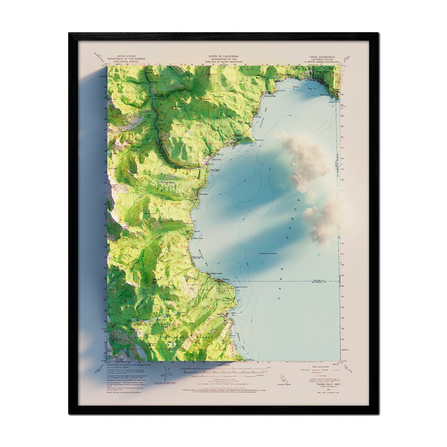 Lake Tahoe 1955 Relief Map