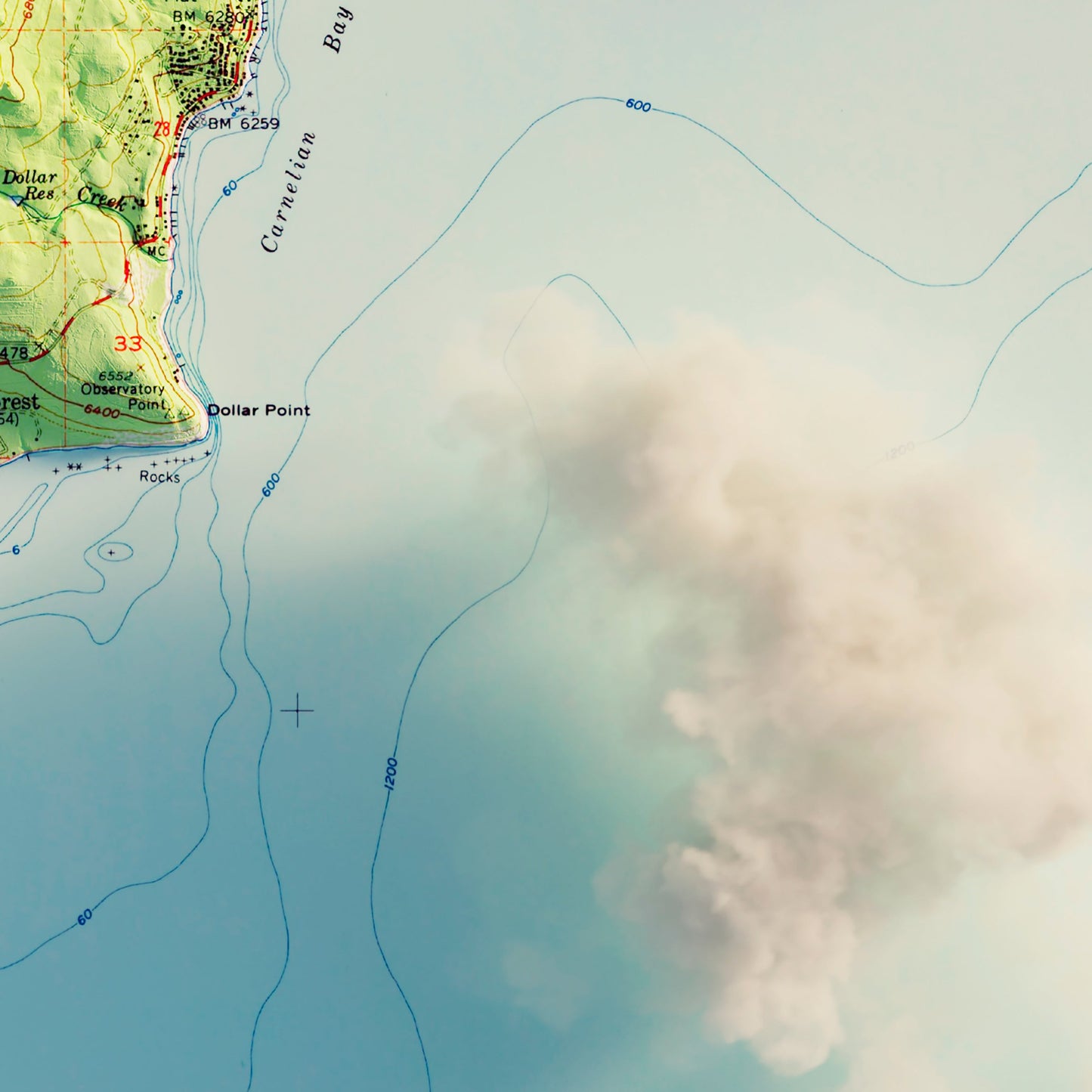 Lake Tahoe, CA 1955 Shaded Relief Map