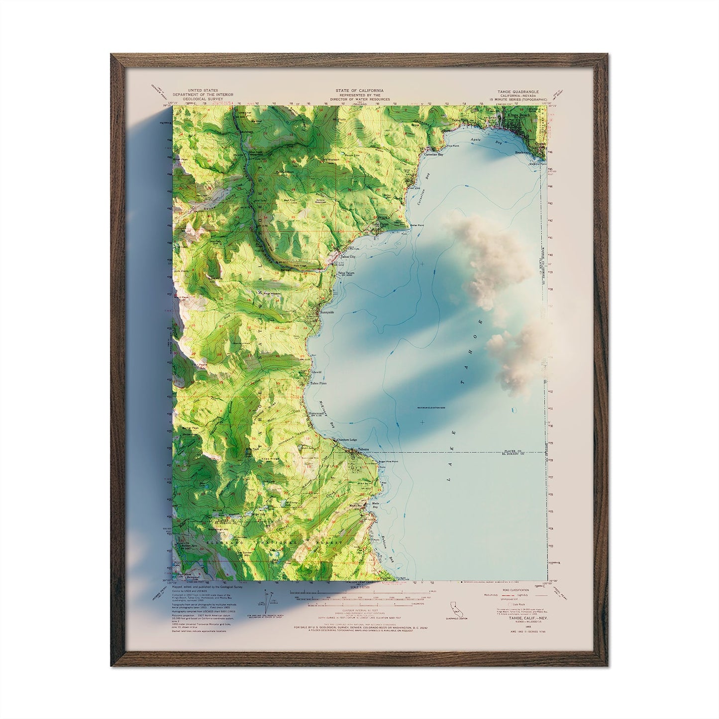 Lake Tahoe 1955 Relief Map