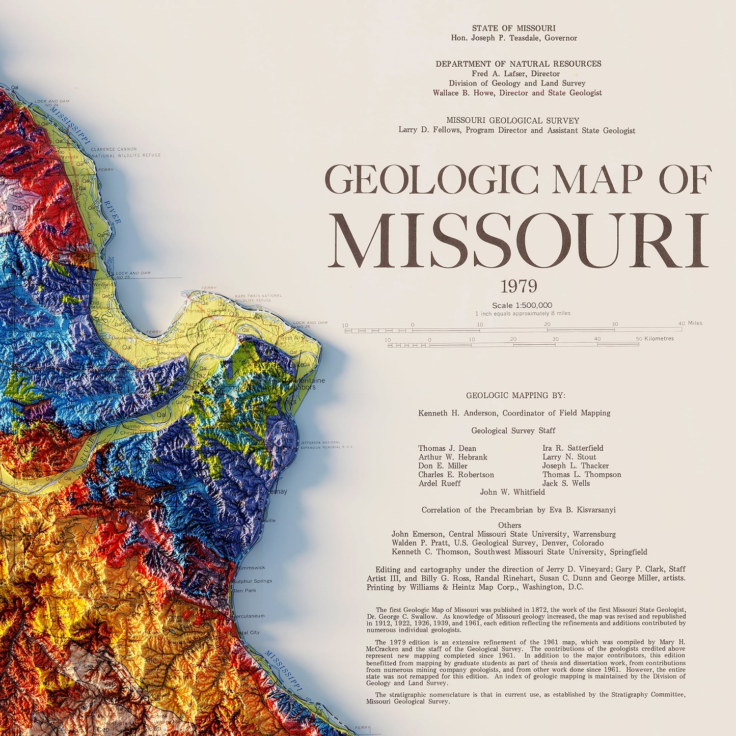 Missouri 1979 Shaded Relief Map