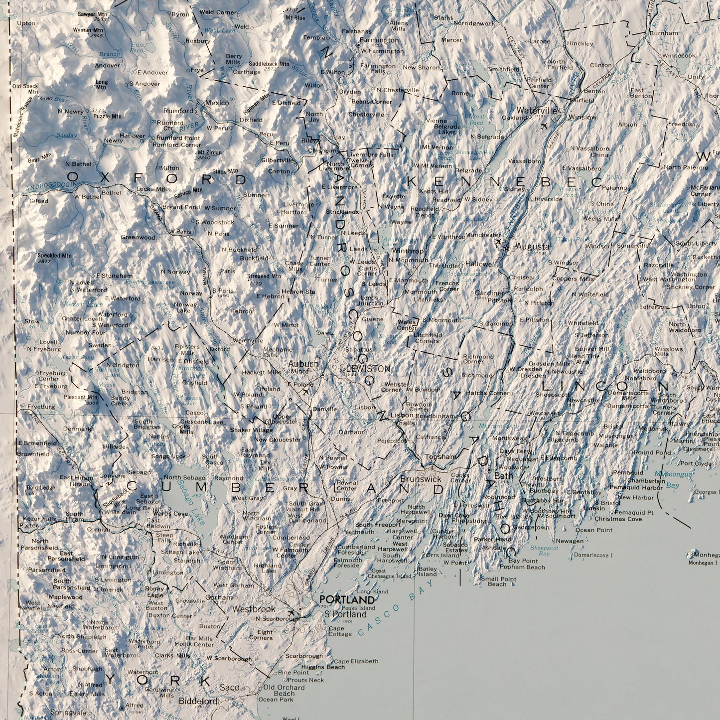 Maine 1976 Shaded Relief Map