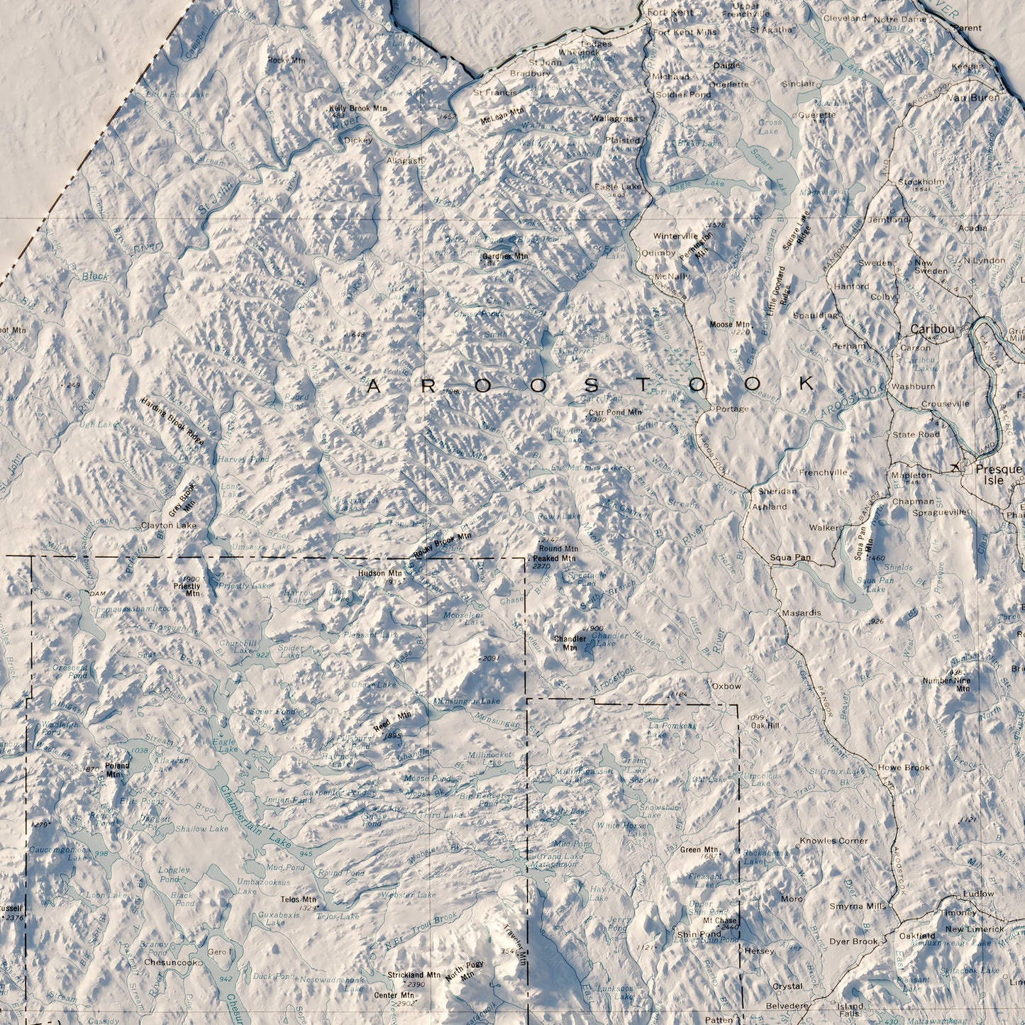 Maine 1976 Shaded Relief Map