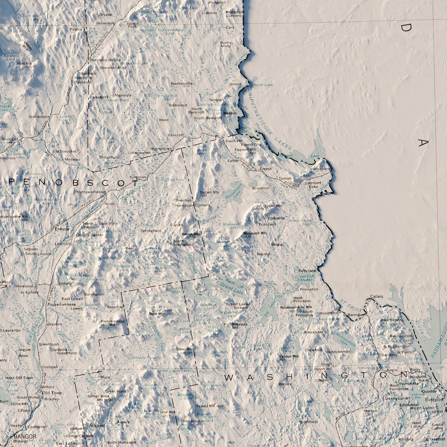 Maine 1976 Shaded Relief Map