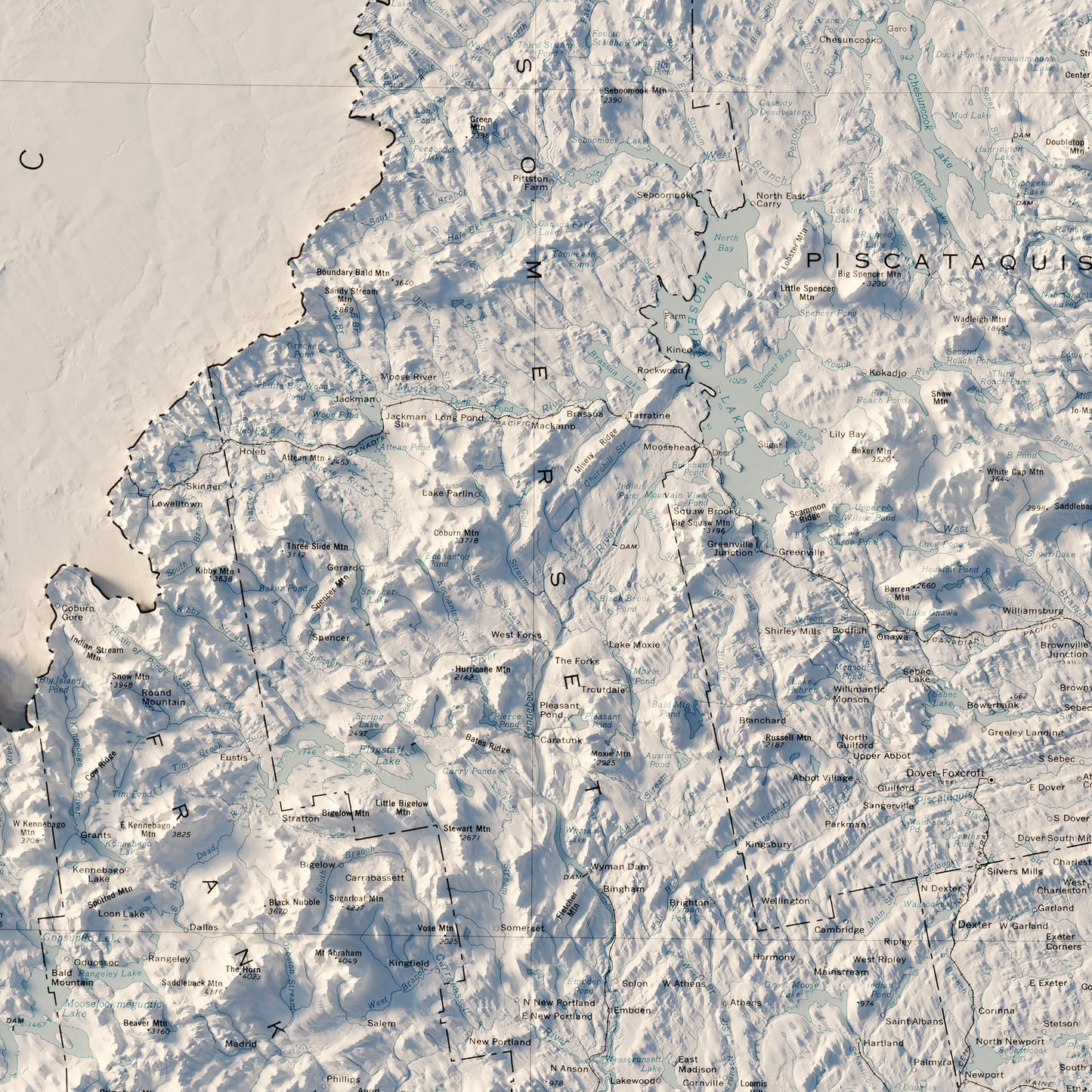 Maine 1976 Shaded Relief Map