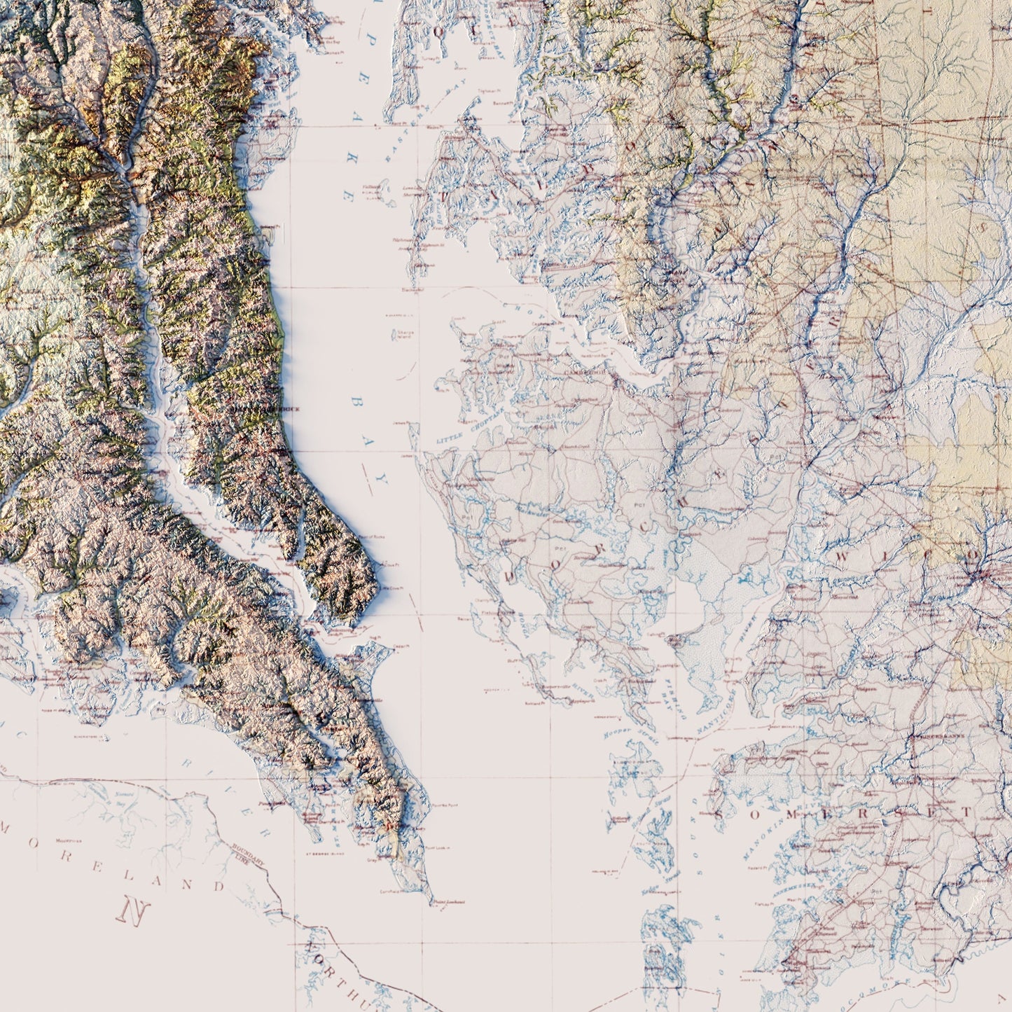 Maryland 1933 Shaded Relief Map