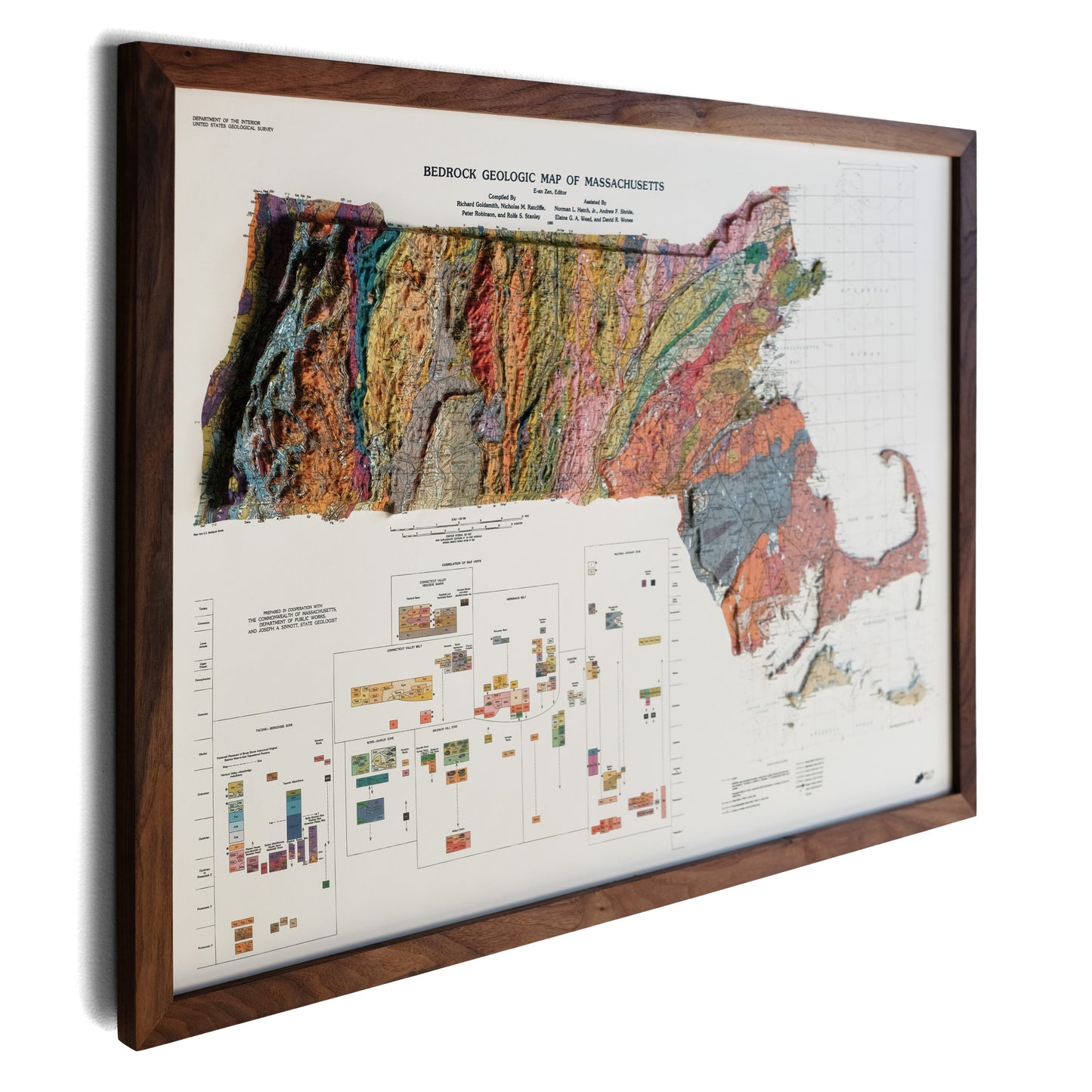 Massachusetts 1983 3D Raised Relief Map