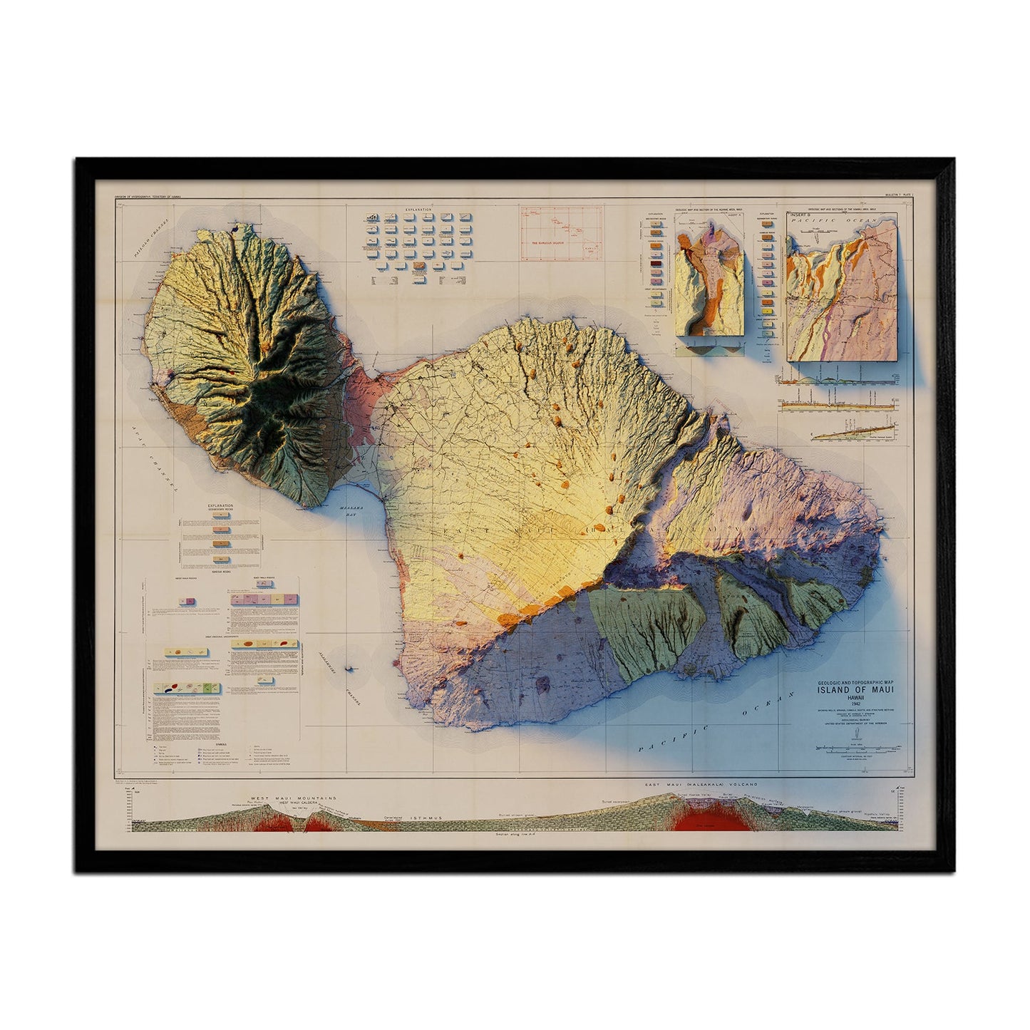 Vintage Maui Relief Map - 1942