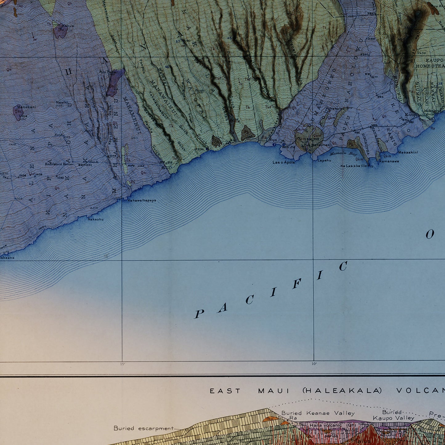 Maui 1942 Shaded Relief Map