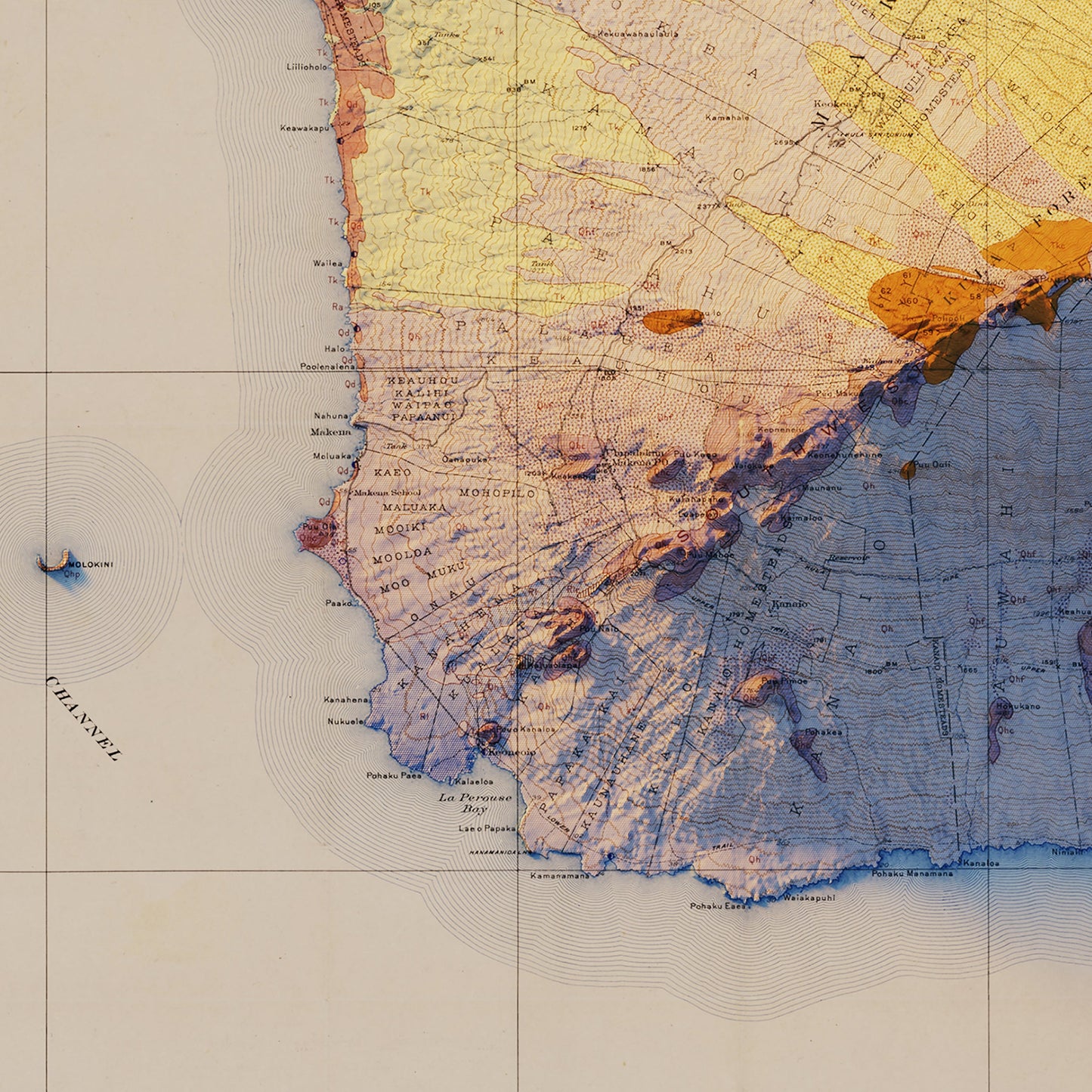 Maui 1942 Shaded Relief Map