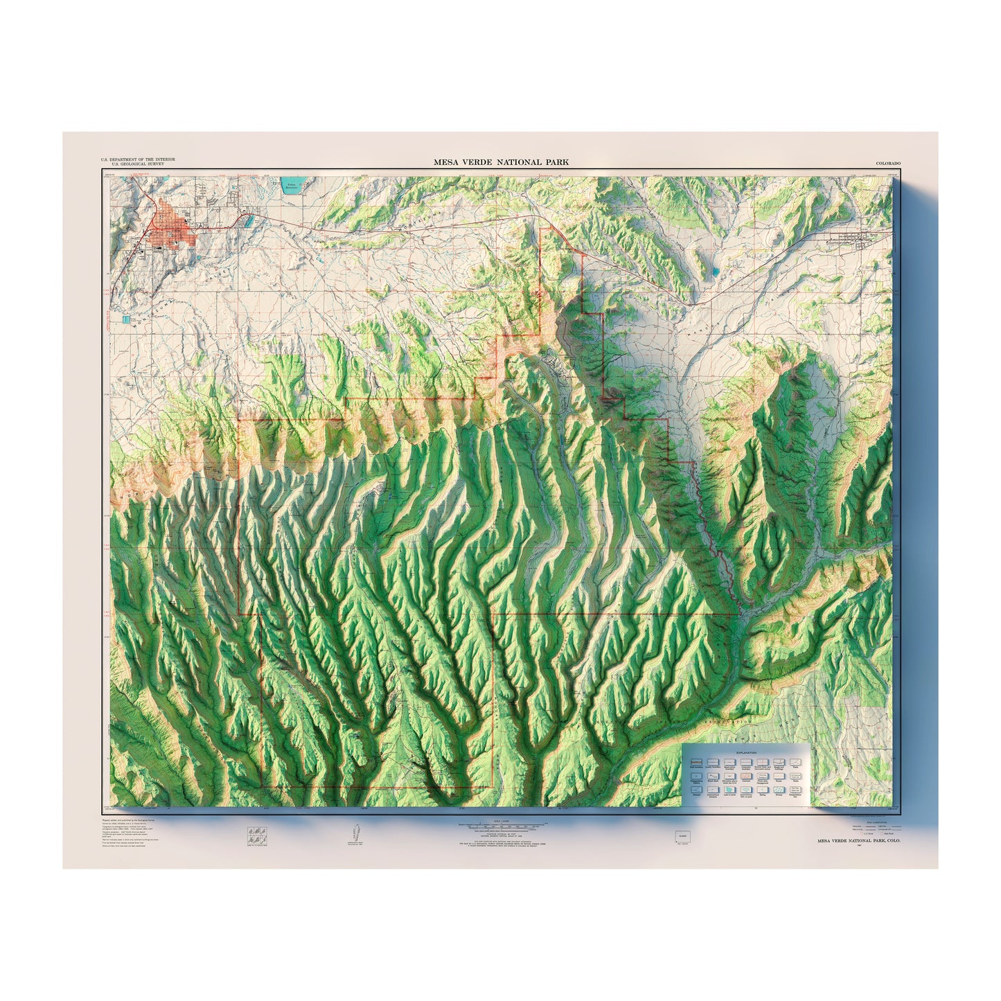 Vintage Mesa Verde Relief Map - 1967