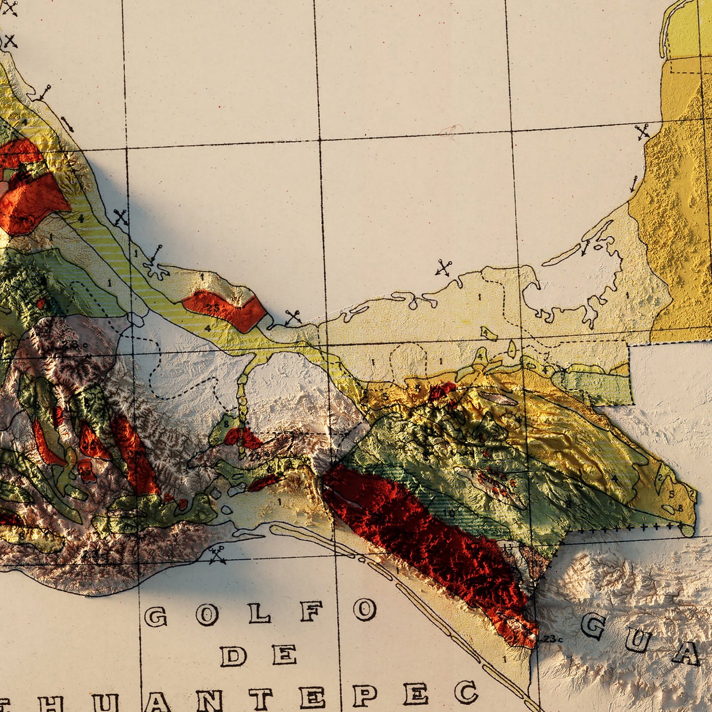 Mexico 1921 Shaded Relief Map