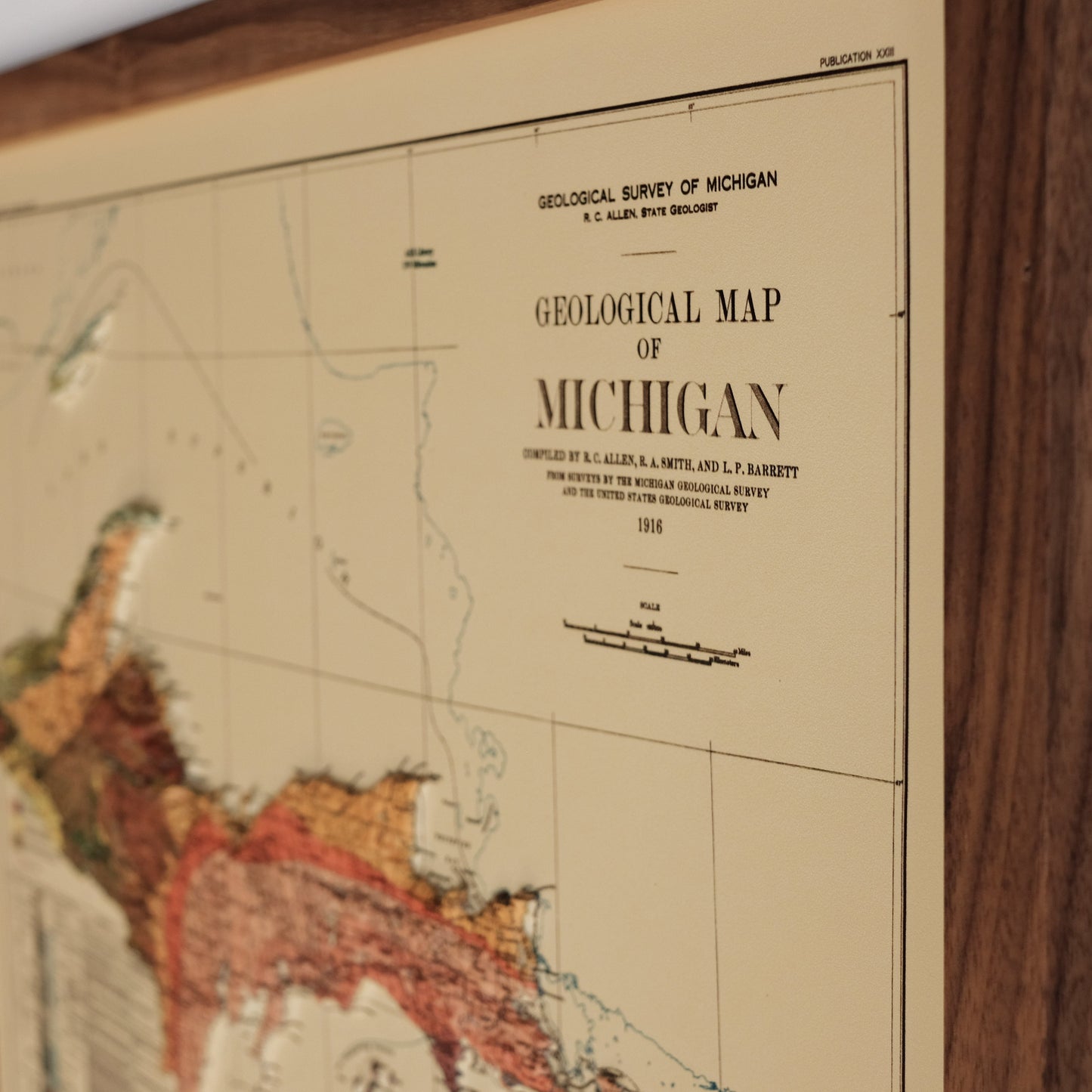 Michigan 1916 3D Raised Relief Map