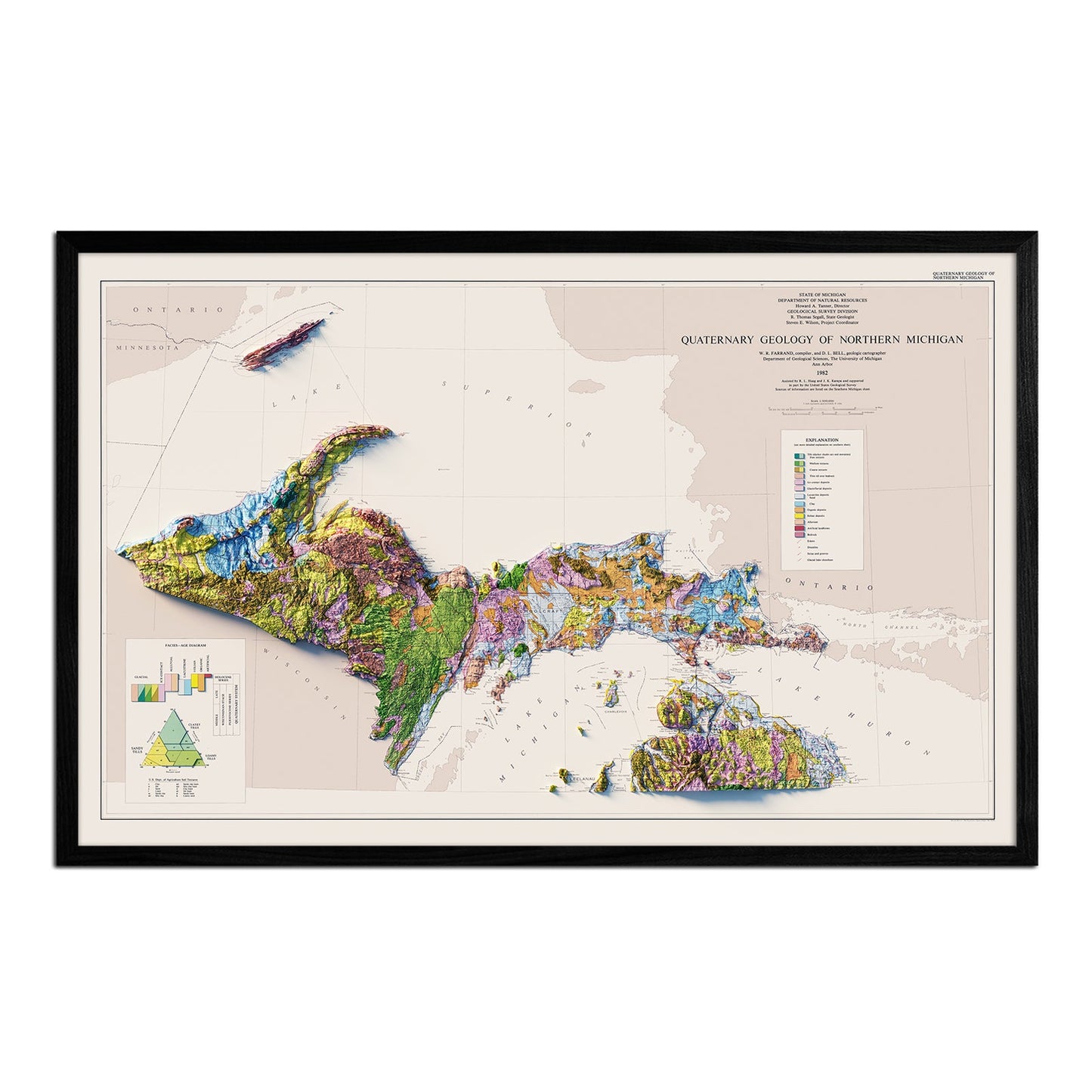 Michigan, Upper Peninsula 1982 Relief Map