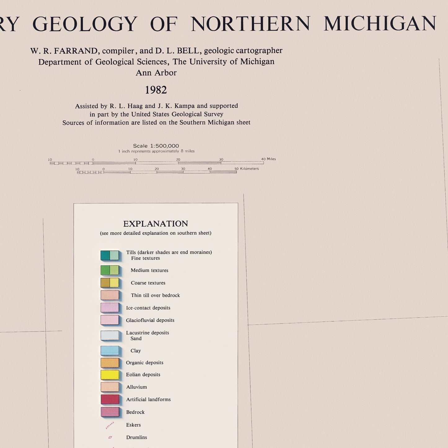 Michigan, Upper Peninsula 1982 Shaded Relief Map