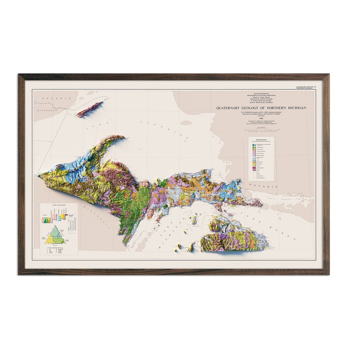 Michigan, Upper Peninsula 1982 Relief Map