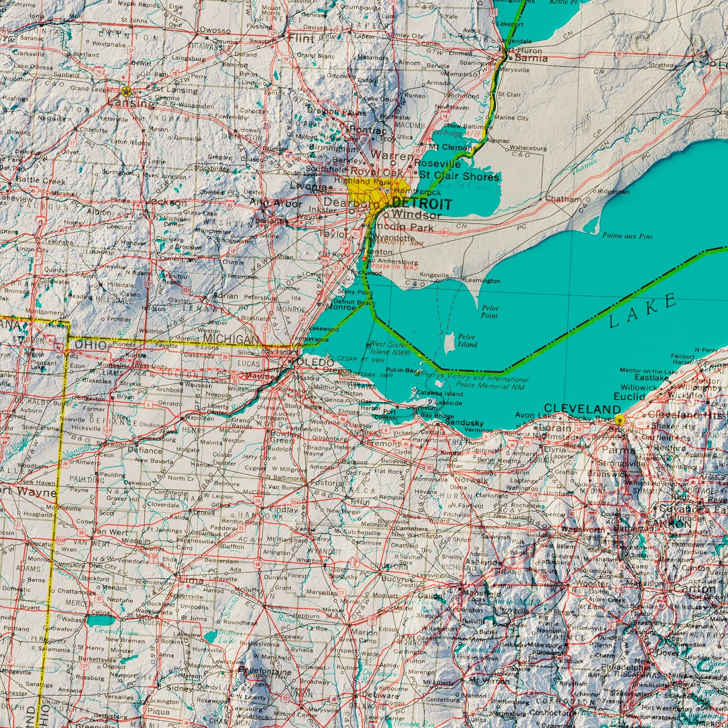 Middle Atlantic States 1970 Shaded Relief Map