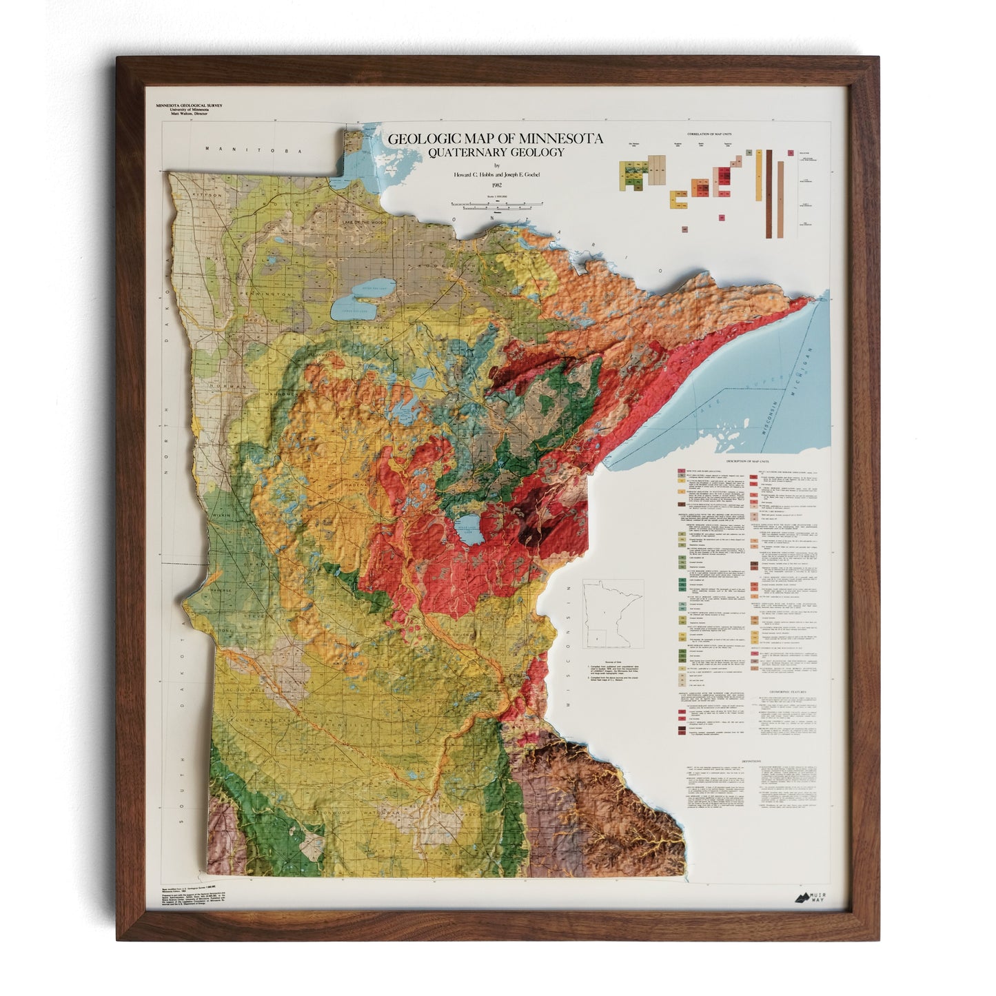 Minnesota 1982 3D Raised Relief Map