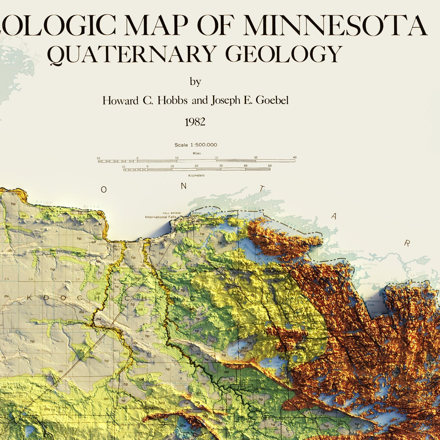 Minnesota 1982 Shaded Relief Map