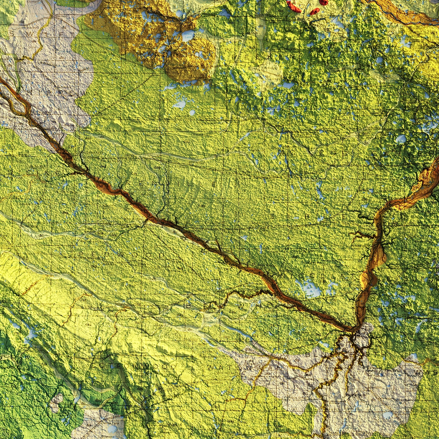 Minnesota 1982 Shaded Relief Map