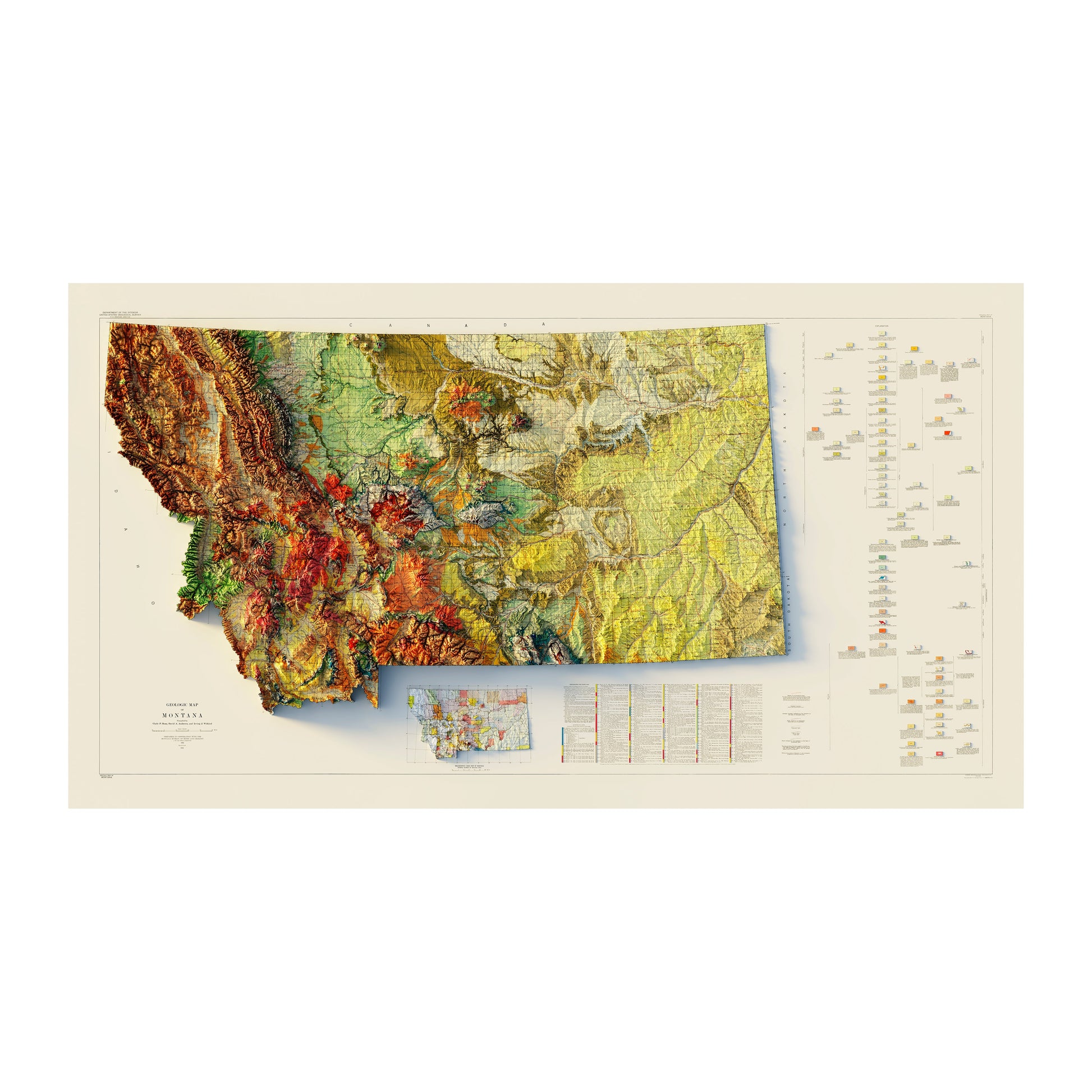 Montana 1955 Relief Map