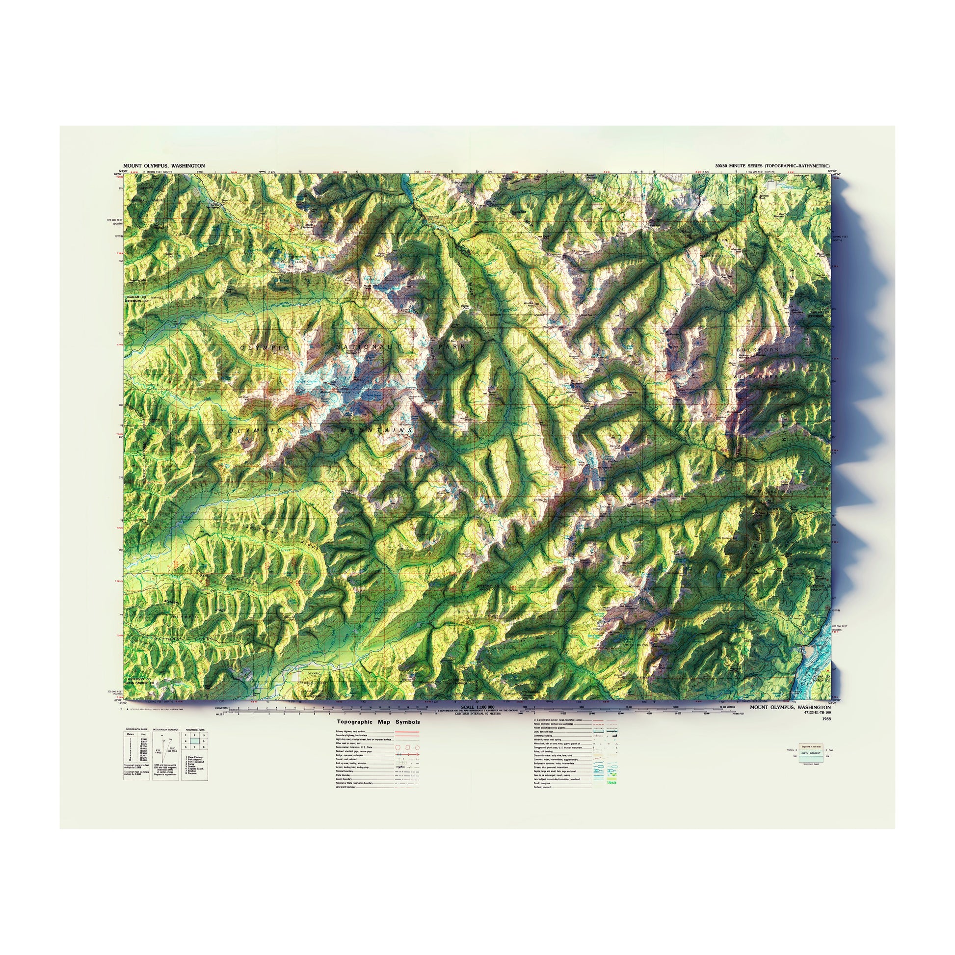 Mount Olympus 1988 Relief Map