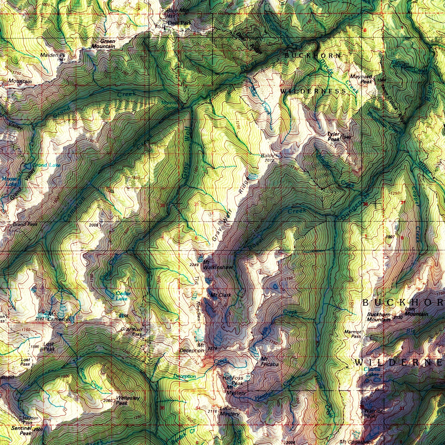 Mount Olympus, WA 1988 Shaded Relief Map