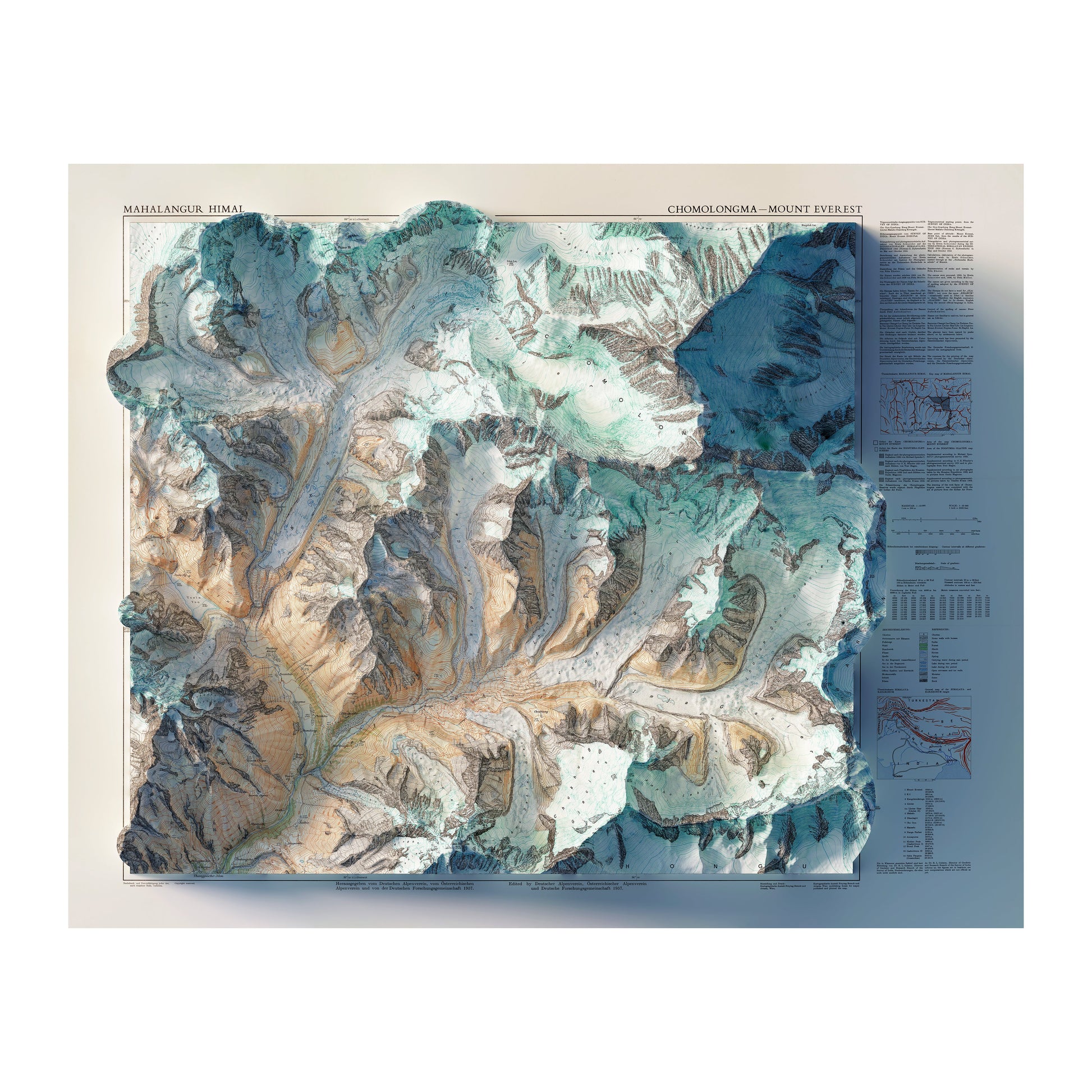 Vintage Mt Everest Relief Map - 1957