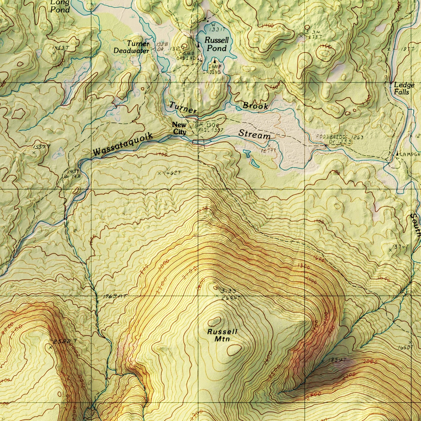 Mt. Katahdin, Maine 1997 Shaded Relief Map