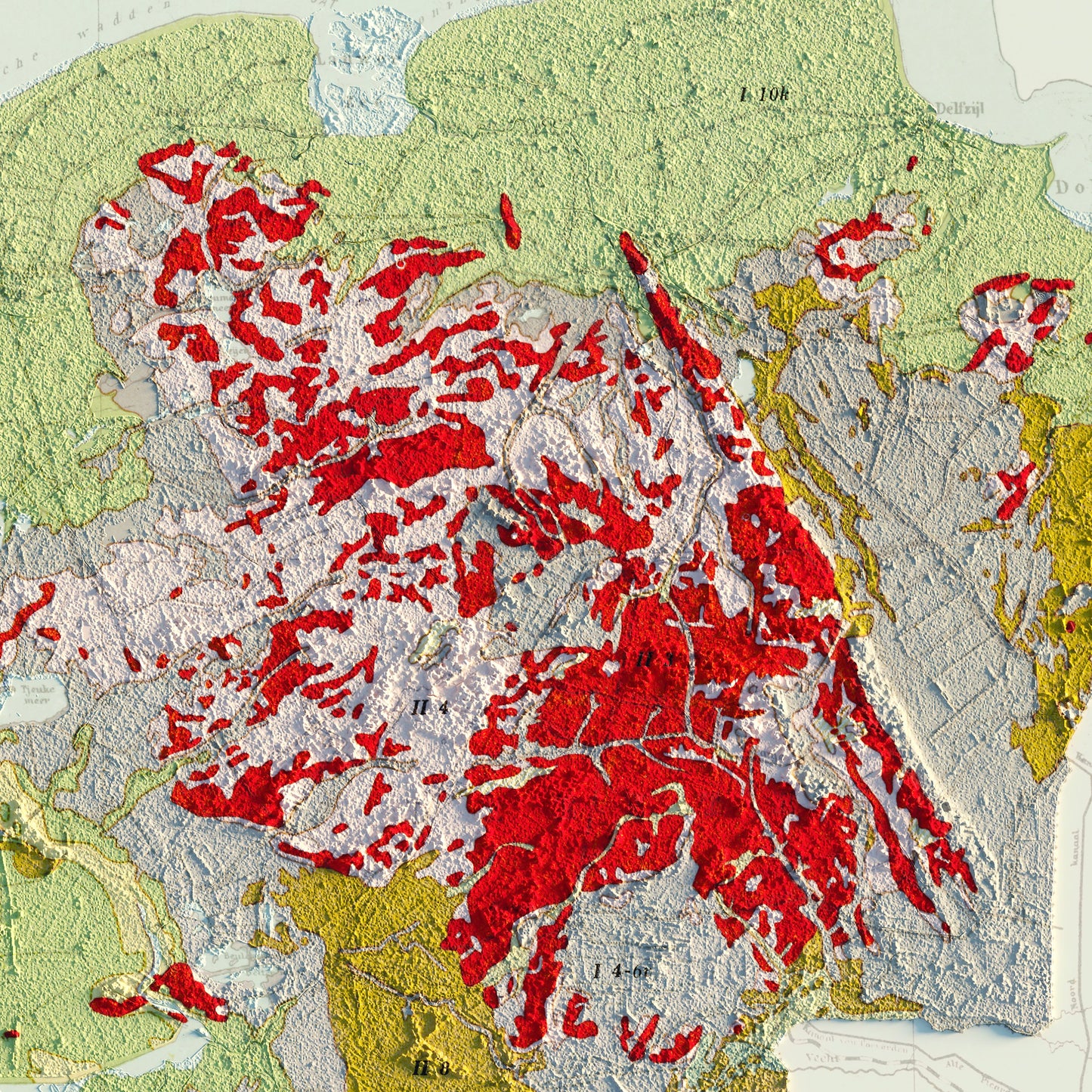 Netherlands 1947 Shaded Relief Map