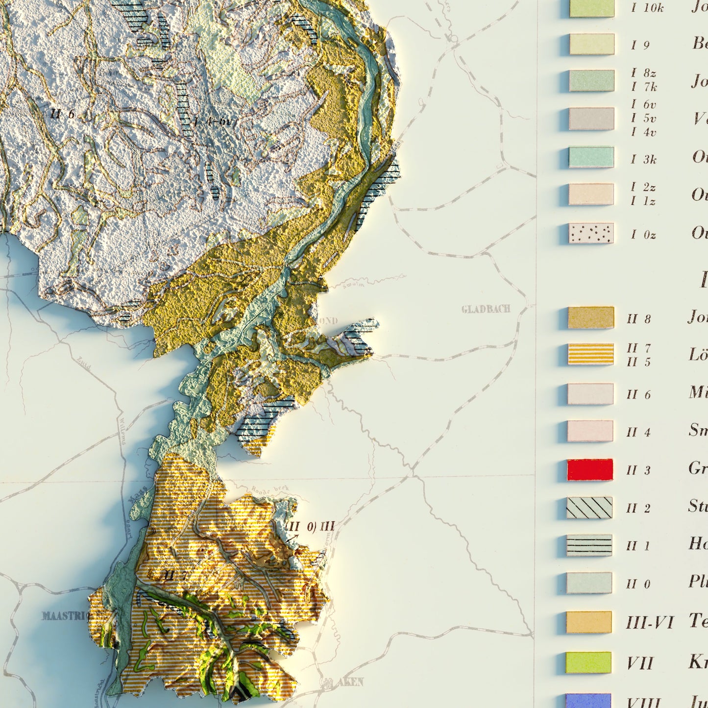 Netherlands 1947 Shaded Relief Map