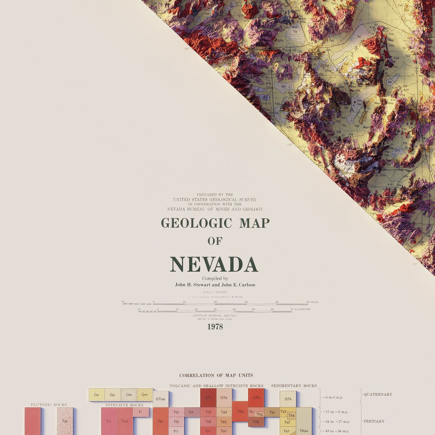 Nevada 1978 Shaded Relief Map