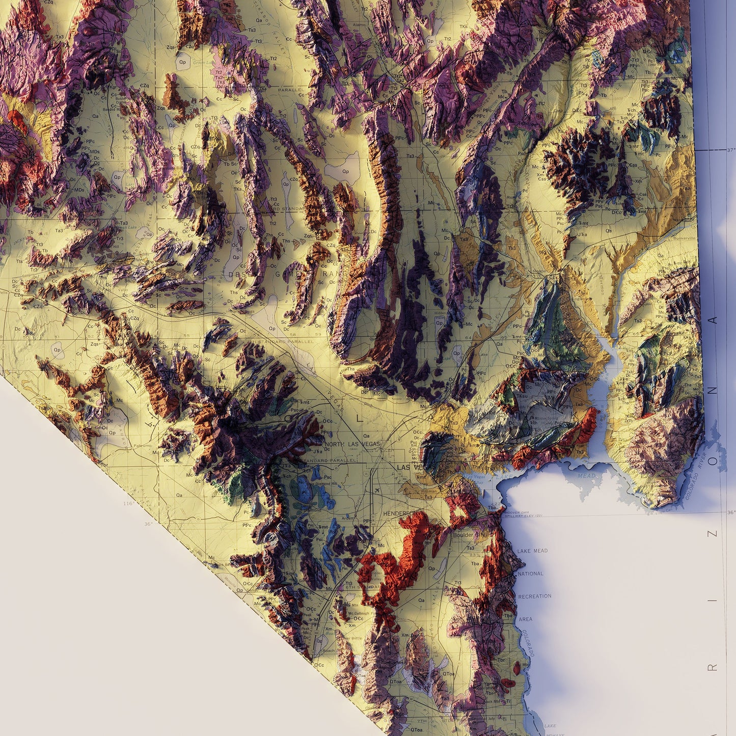 Nevada 1978 Shaded Relief Map