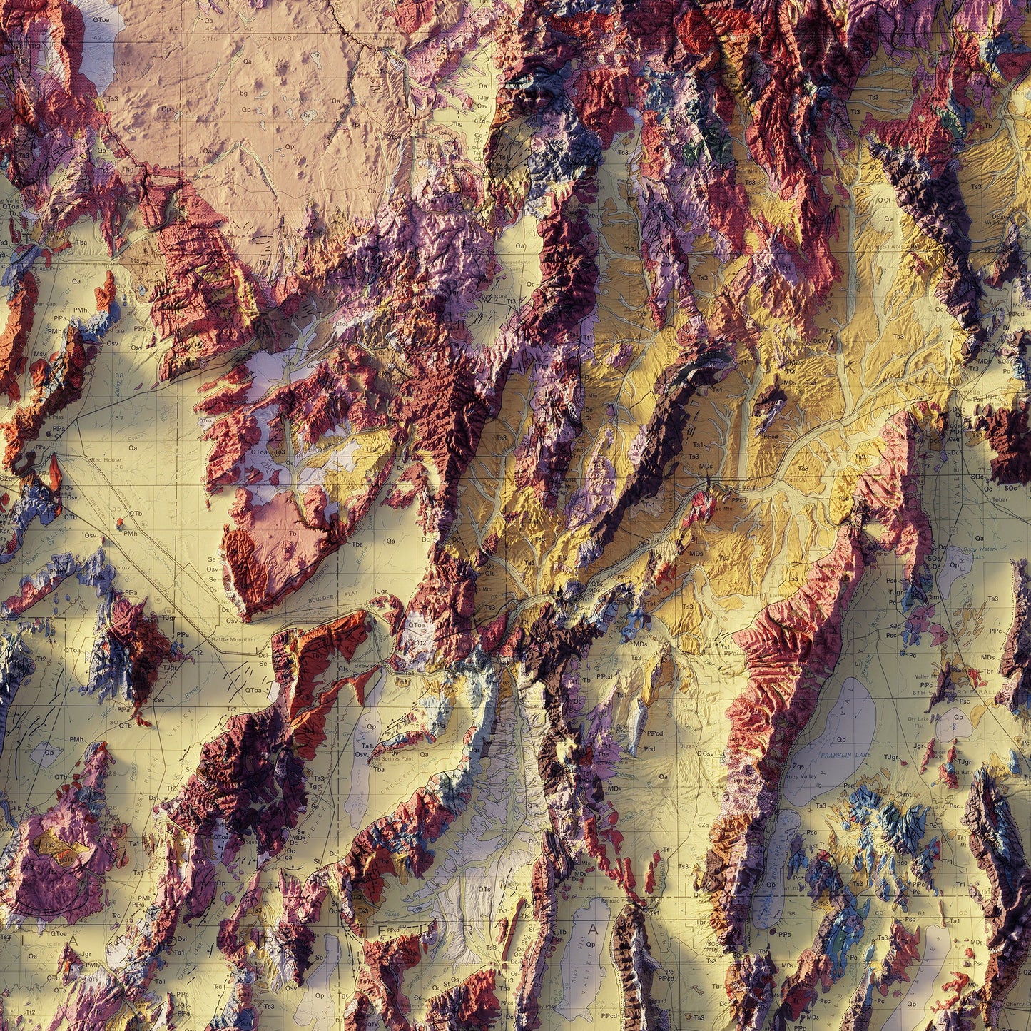 Nevada 1978 Shaded Relief Map