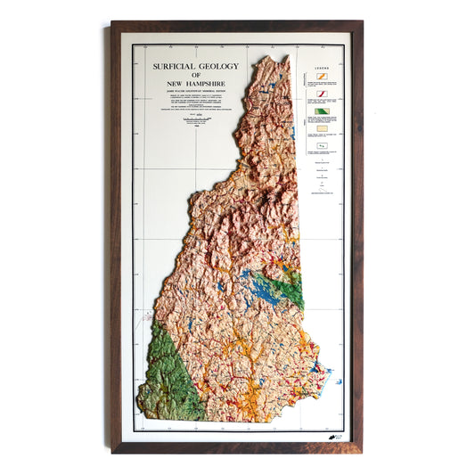 New Hampshire 1950 3D Raised Relief Map