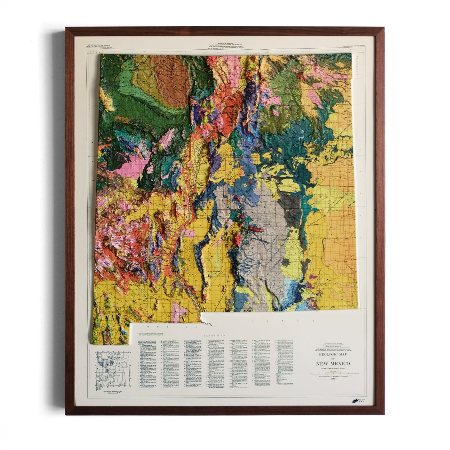 New Mexico 1965 3D Raised Relief Map