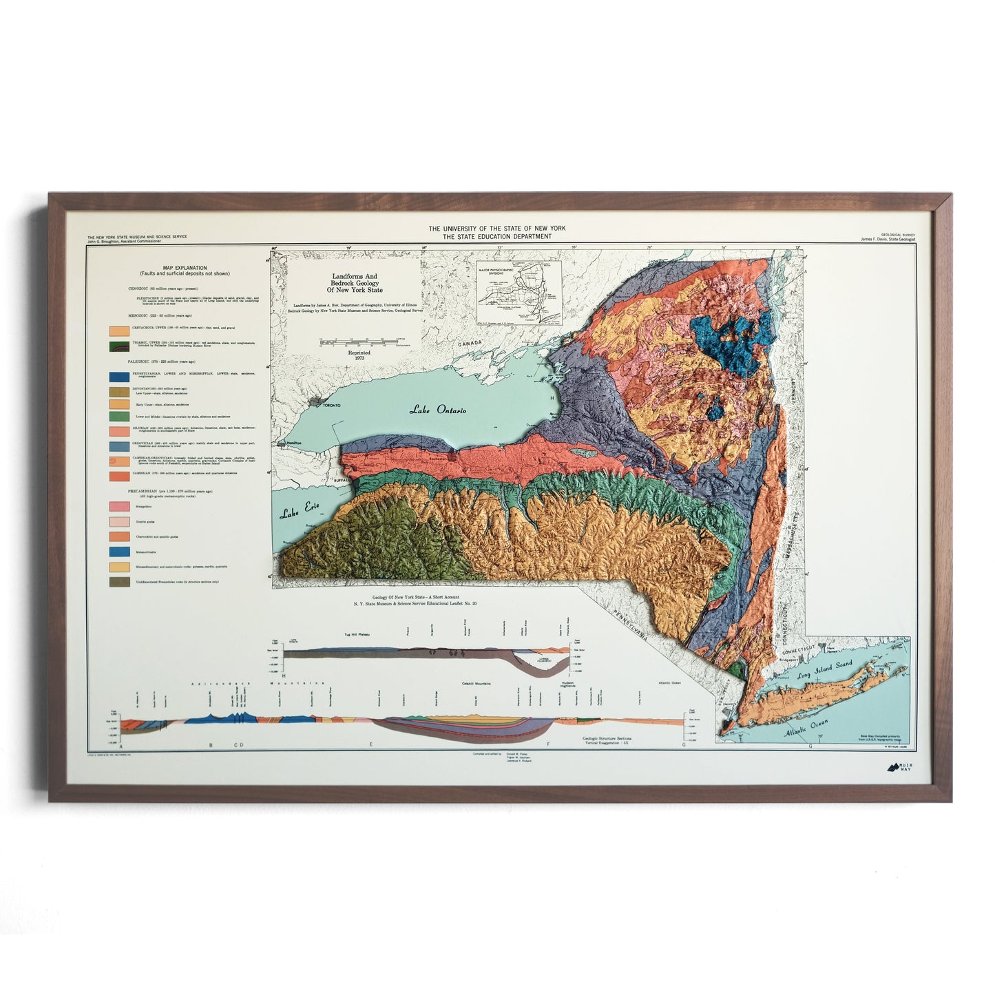 New York 1973 3D Raised Relief Map