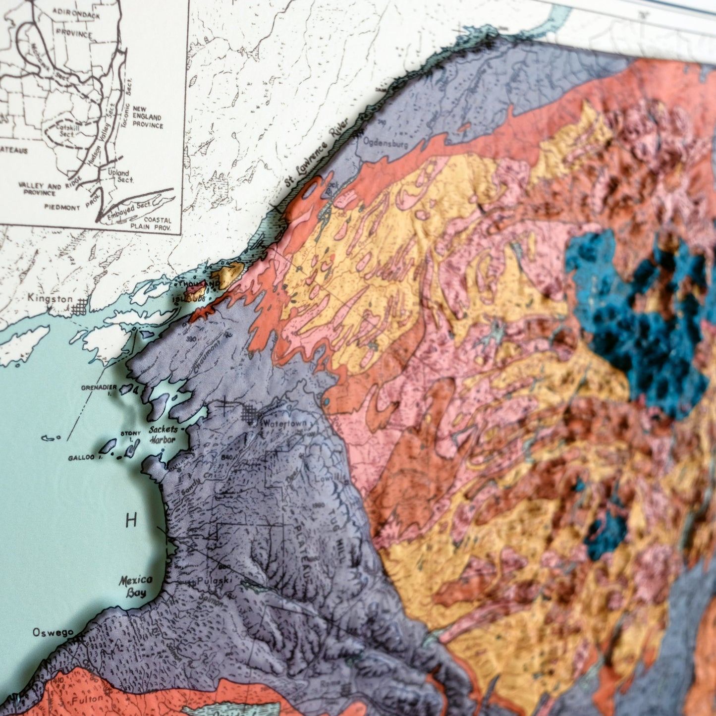 New York 1973 3D Raised Relief Map