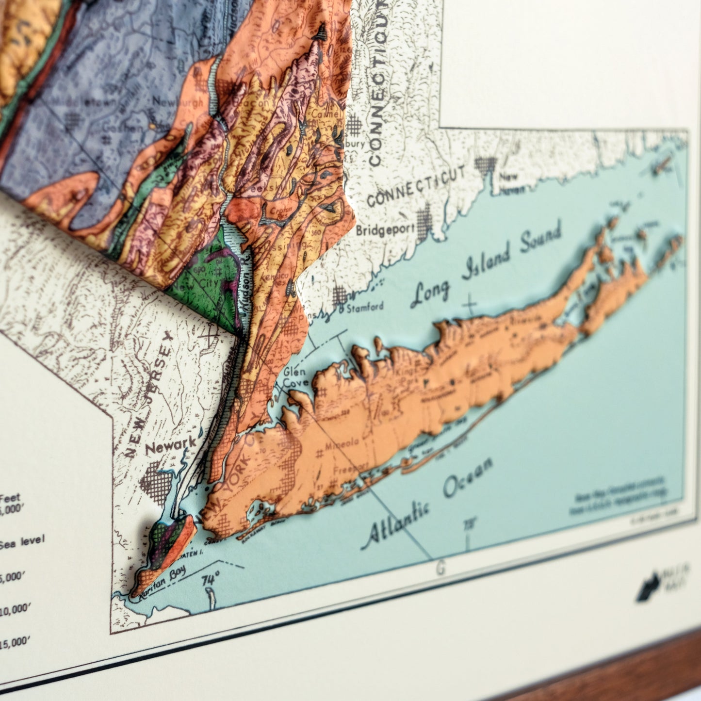 New York 1973 3D Raised Relief Map