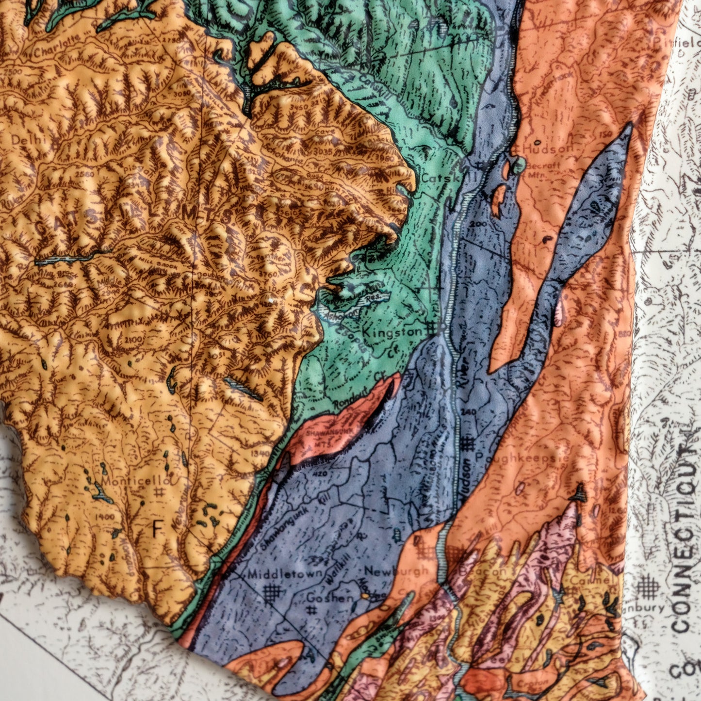 New York 1973 3D Raised Relief Map